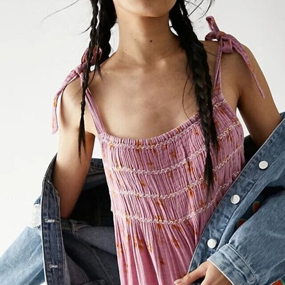 Free People Azure Maxi Dress Floral Printed Sleeveless New XL - Picture 6 of 7